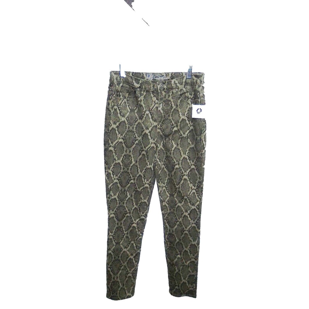 Diane Gilman DG2 Green Snake Print Classic Slim Fit Women's Pant Size 8T